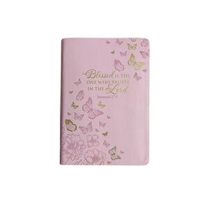 Blessed is the One Who Trusts in the Lord Pink Faux Leather Journal with Zipper